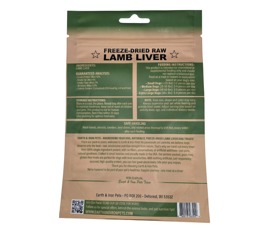 Freeze-Dried Raw Lamb Liver Pet Treats-Single Ingredient, All-Natural
